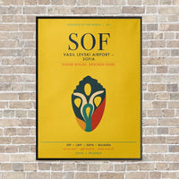 Thumbnail for Vasil Levski Airport Sofia SOF vertical canvas print - framed - yellow background