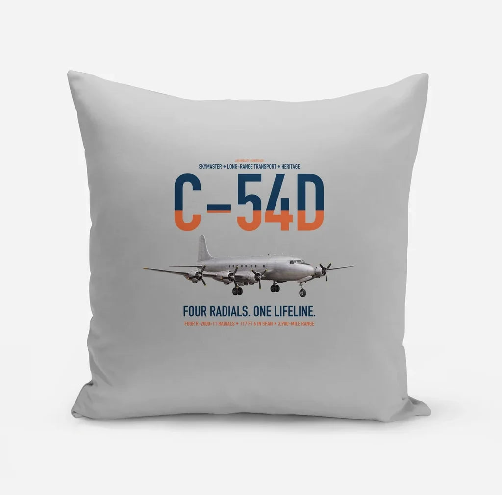 C-54D Skymaster design on light gray pillow