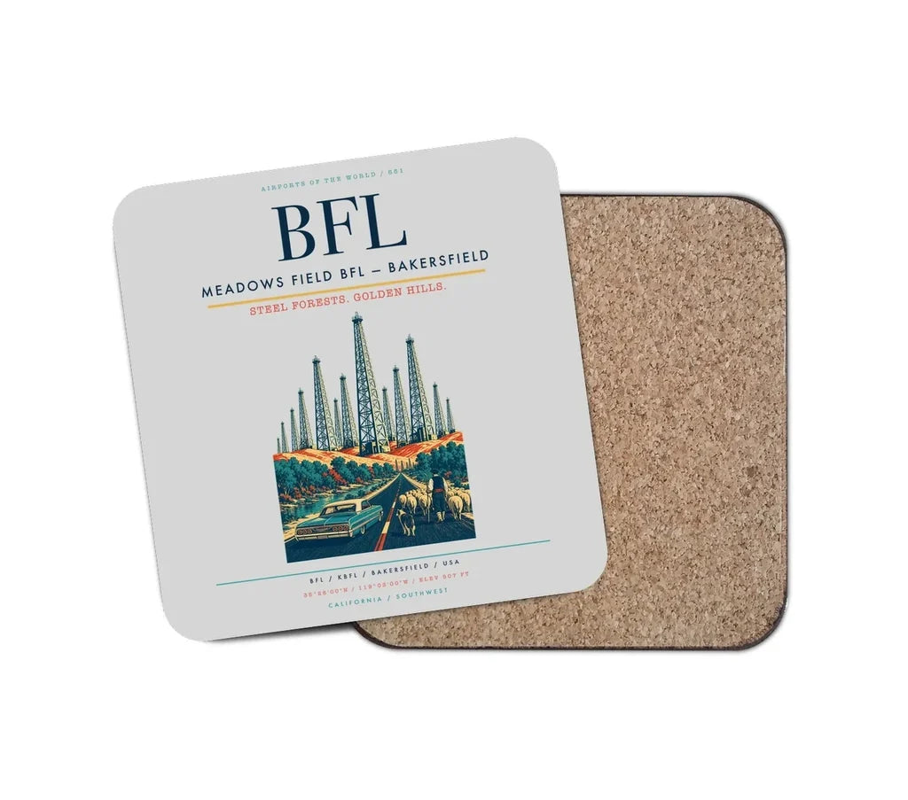 Meadows Field (BFL) design on light gray 1 piece coaster