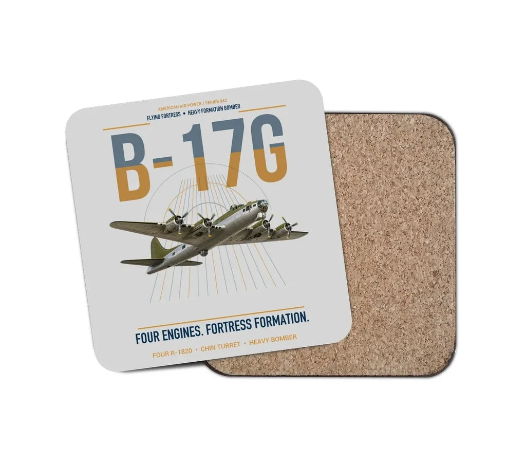 B-17G Flying Fortress design on light gray 1 piece coaster