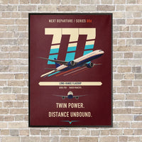 Thumbnail for Boeing 777-300ER vertical canvas print - framed - dark red background