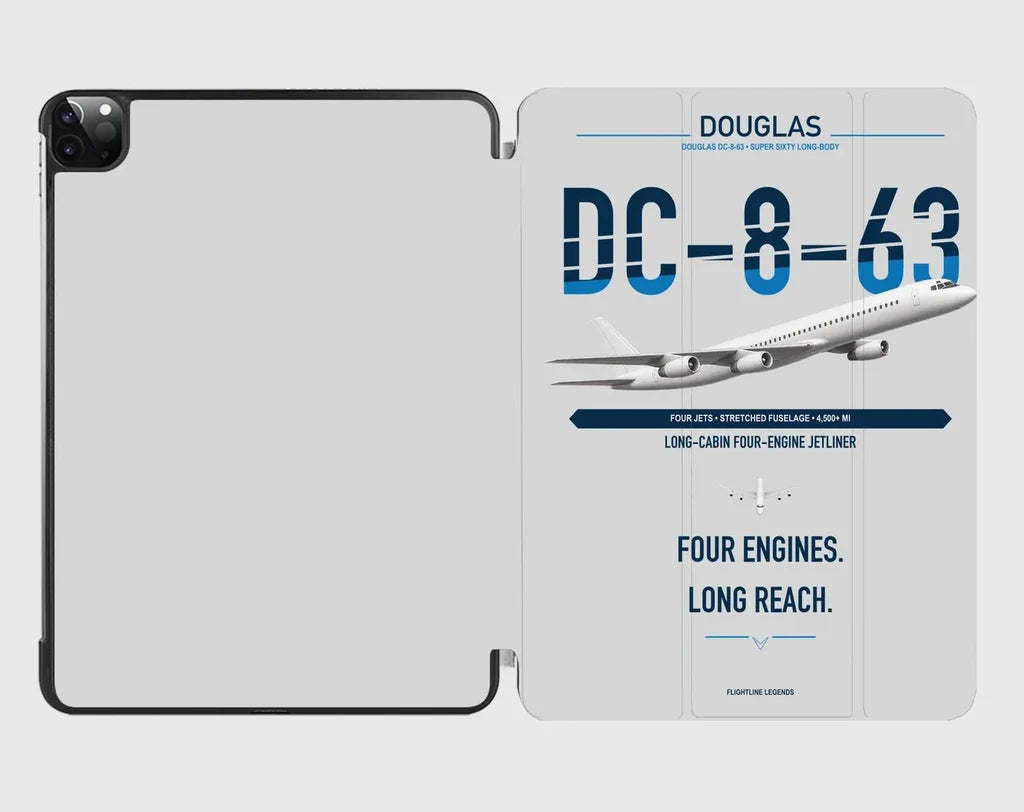 Douglas DC-8-63 design on light gray ipad tablet case
