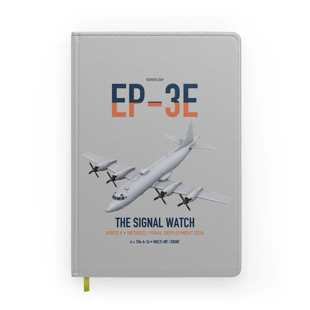 EP-3E ARIES II design on light gray notebook