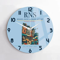 Thumbnail for Rennes–Saint-Jacques Airport (RNS) design on light blue no frame wall clock