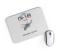 Thumbnail for Leonardo CH-149 Cormorant design on light gray rectangle mouse pad