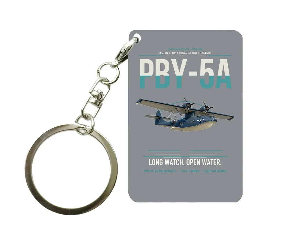 PBY-5A Catalina design on gray designed key chain, double-side print