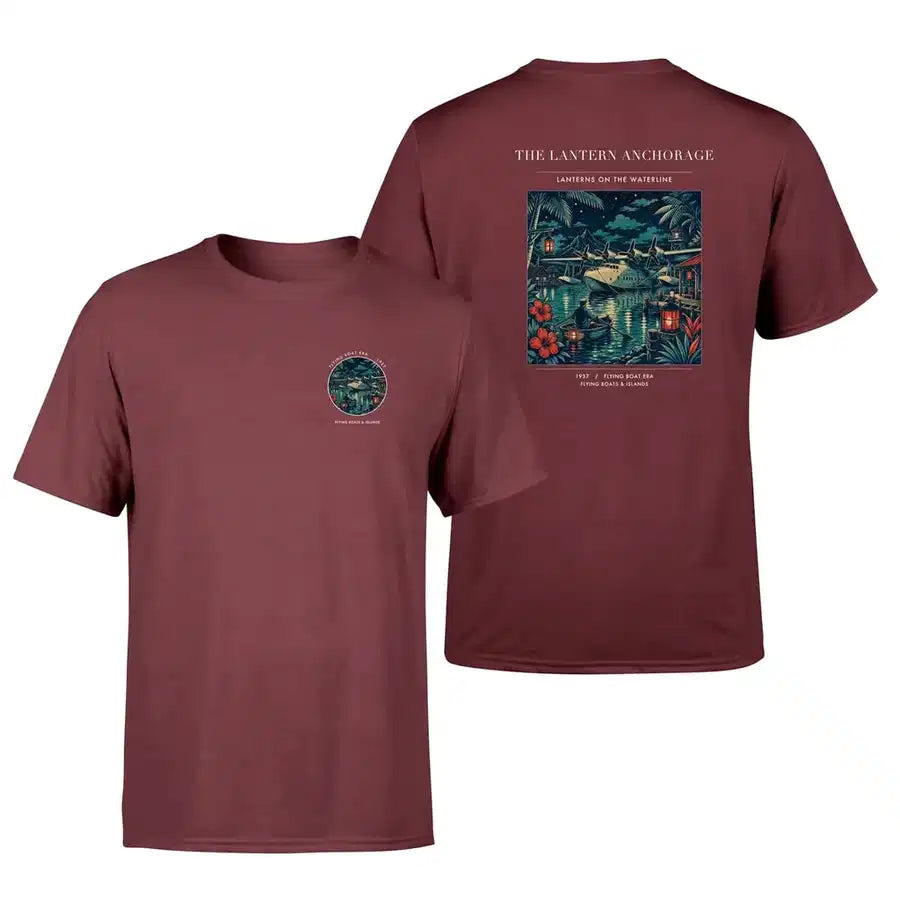 VINTAGE G4187 - The Lantern Anchorage - Double-Side T-Shirt design on darkred double side t shirt