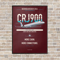 Thumbnail for Bombardier CRJ900 vertical canvas print - framed - dark red background