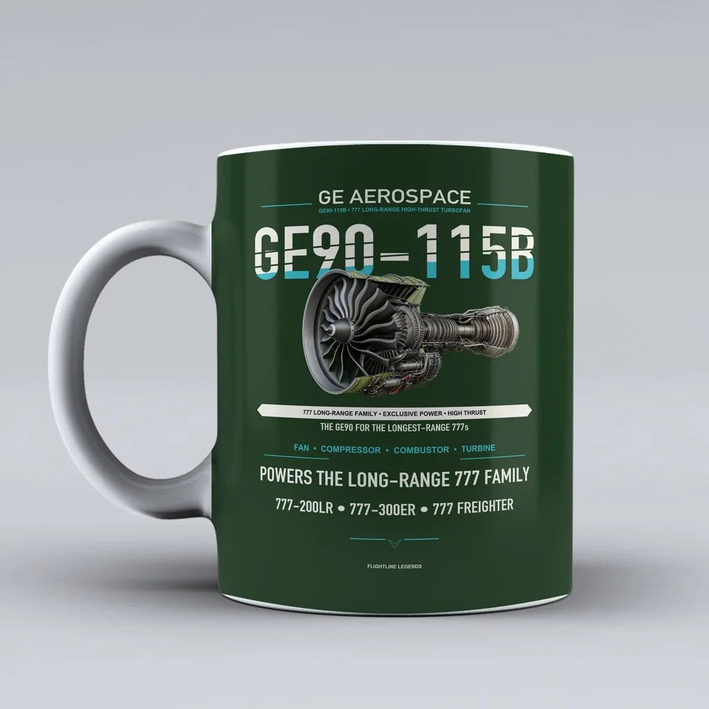 Mug design on dark green ge90 115b