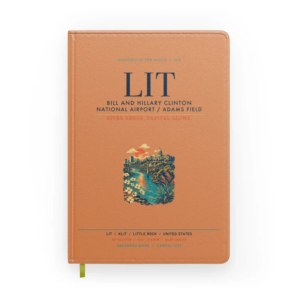 Bill and Hillary Clinton National Airport (LIT) design on orange notebook