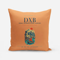 Thumbnail for Dubai International Airport (DXB) design on orange pillow