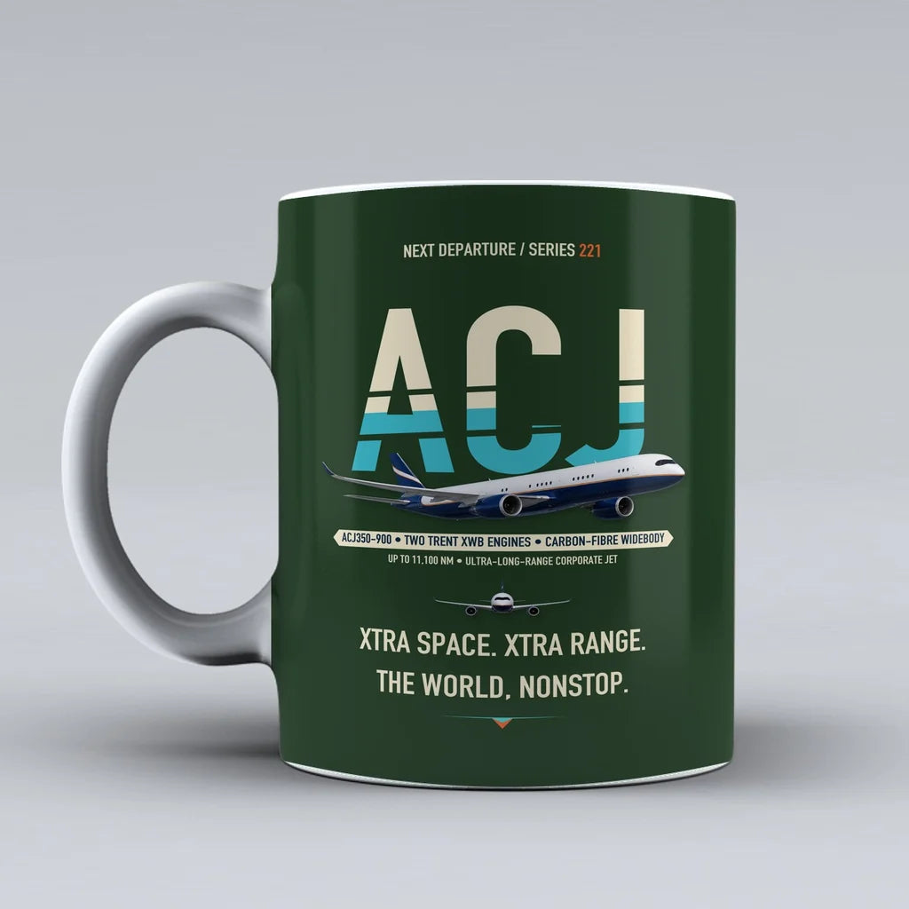 ACJ350 Mug design on dark green airbus