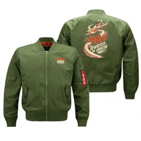 Thumbnail for SIGNAL 677 - Roll Rate Rewrites The Horizon - Bomber Jacket design on green bomber jacket