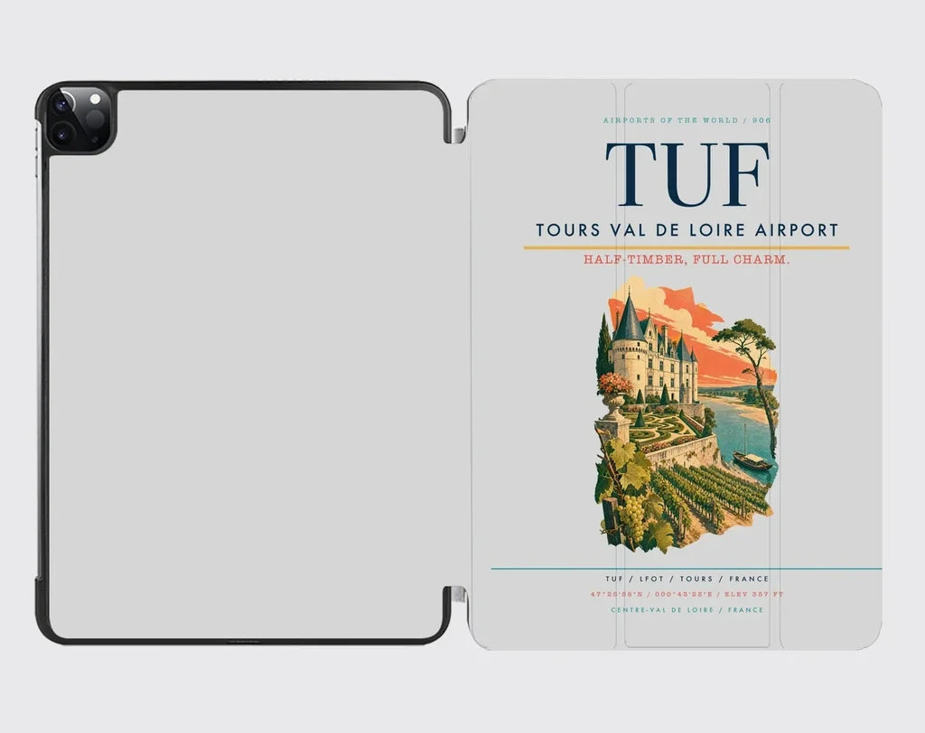 Tours Val de Loire Airport (TUF) design on light gray ipad tablet case