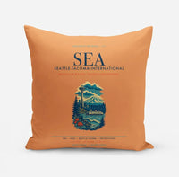 Thumbnail for Seattle-Tacoma International Airport (SEA) design on orange pillow