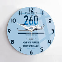 Thumbnail for Beechcraft King Air 260 design on light blue no frame wall clock