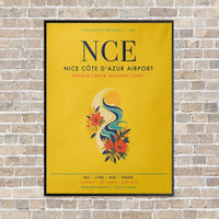 Thumbnail for Nice Côte d’Azur Airport NCE vertical canvas print - framed - yellow background
