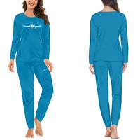 Thumbnail for Piper PA28 Silhouette Plane women pajamas - Light Blue