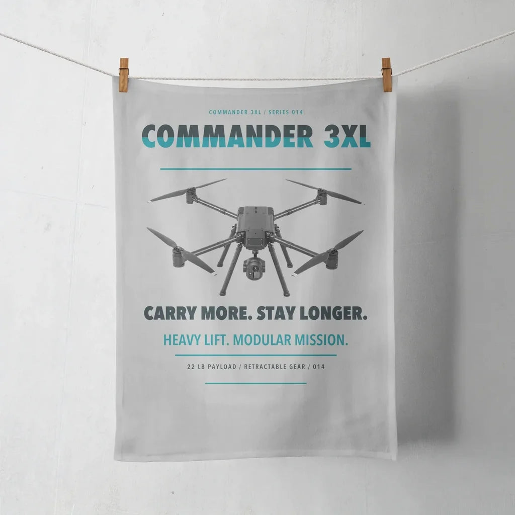 Draganfly Commander 3XL design on light gray towel