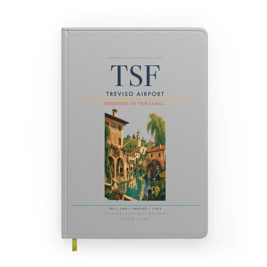 Treviso Airport (TSF) design on light gray notebook
