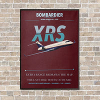 Thumbnail for Bombardier Global Express XRS vertical canvas print - framed - dark red background