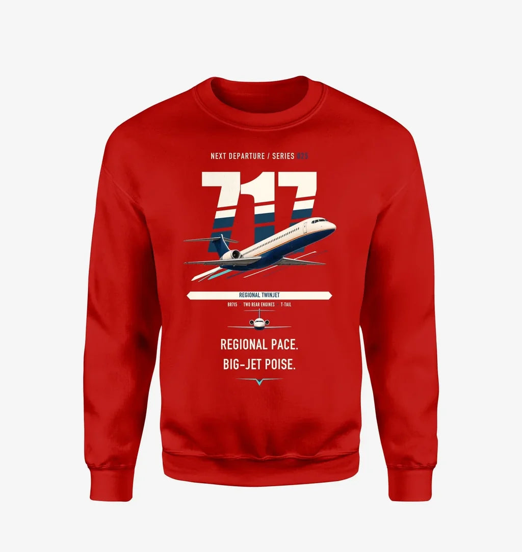 Boeing 717-200 design on red sweatshirt