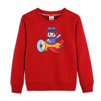 Thumbnail for Cute Boy Driving Plane Cartoon Sweatshirt - view 6