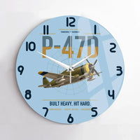 Thumbnail for P-47D Thunderbolt Razorback design on light blue no frame wall clock