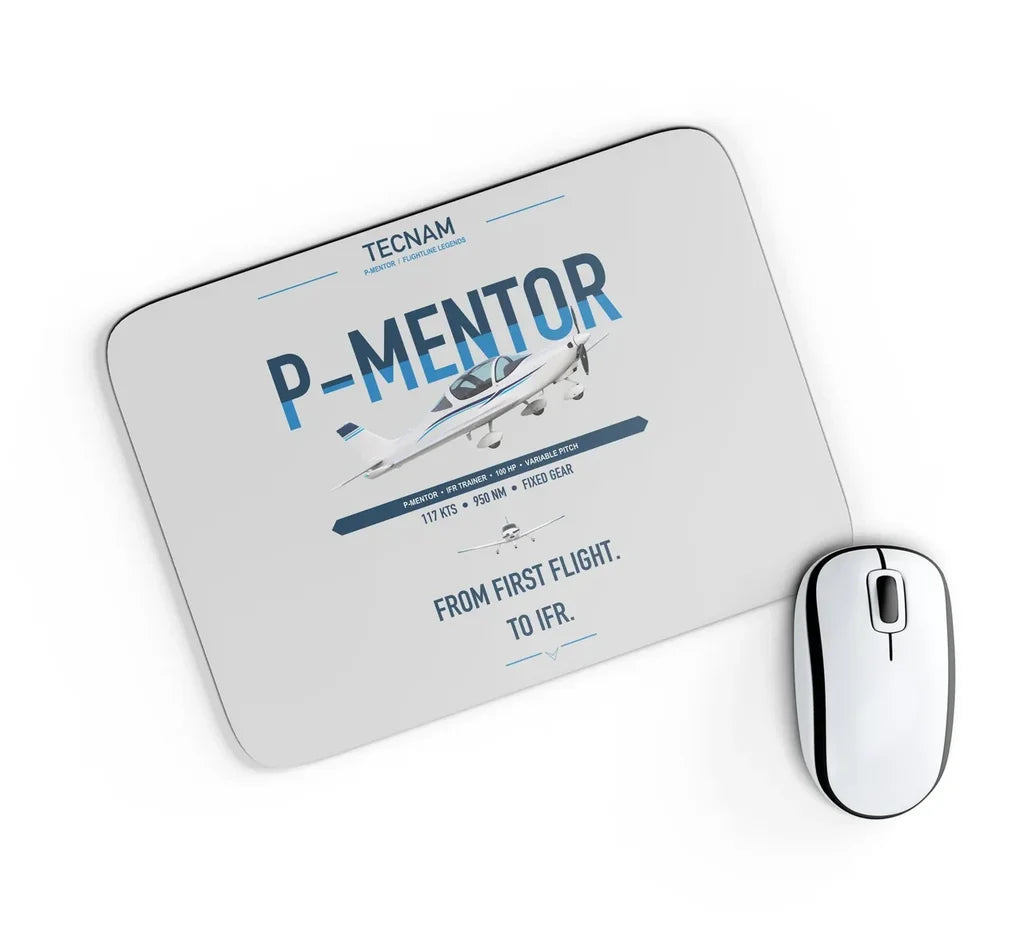 Tecnam P-Mentor design on light gray rectangle mouse pad
