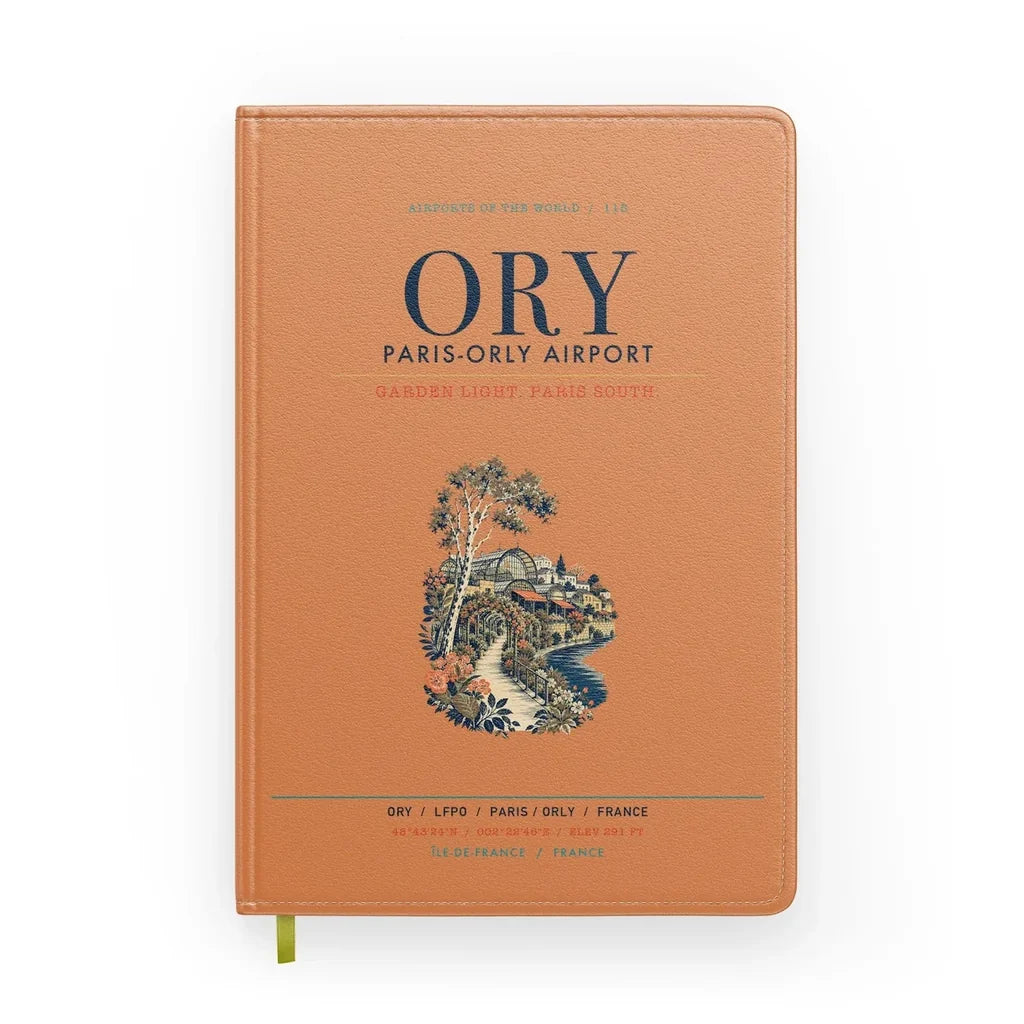 Paris-Orly Airport (ORY) design on orange notebook