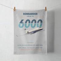 Thumbnail for Bombardier Global 6000 design on light gray towel