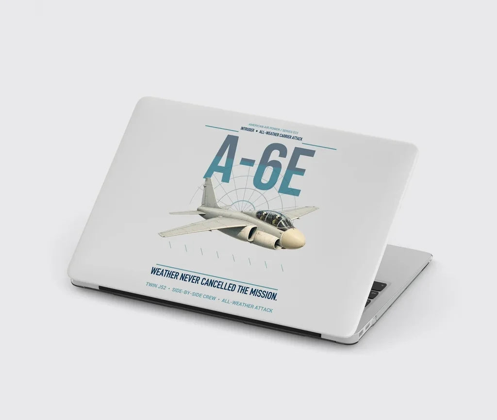 A-6E Intruder design on light gray MacBook case