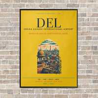 Thumbnail for Indira Gandhi International Airport Delhi DEL vertical canvas print - framed - yellow background