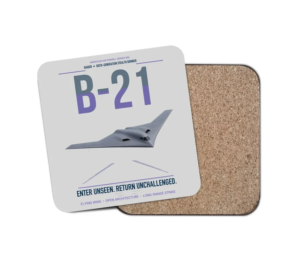 B-21 Raider design on light gray 1 piece coaster