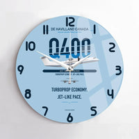 Thumbnail for De Havilland Dash 8-400 design on light blue no frame wall clock