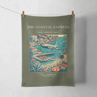 Thumbnail for VINTAGE G4096 - The Coastal Express - Designed Towels design on greenarmy