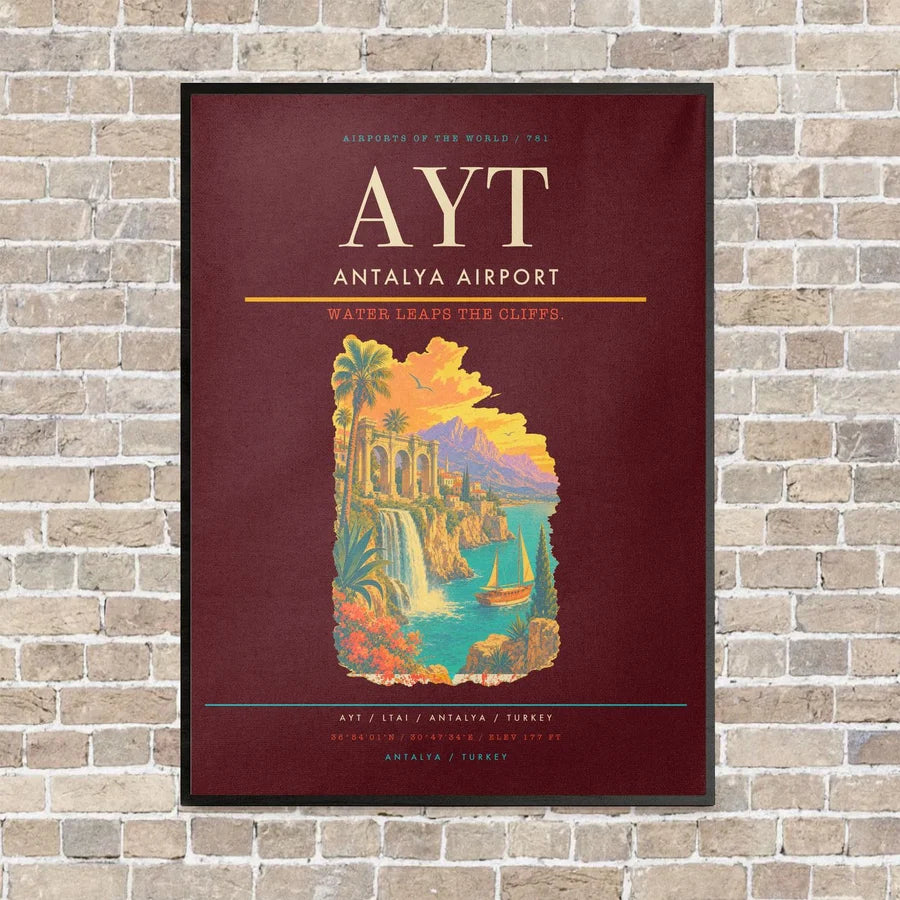 Antalya Airport AYT - Canvas Framed - Dark Red