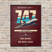 Thumbnail for Boeing 747-400 vertical canvas print - framed - dark red background