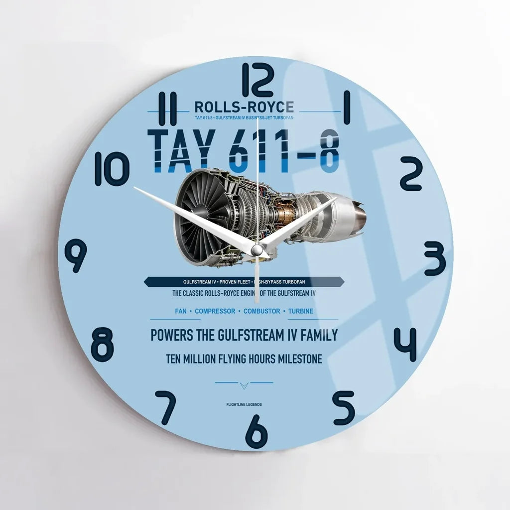 TAY 611-8 design on light blue no frame wall clock