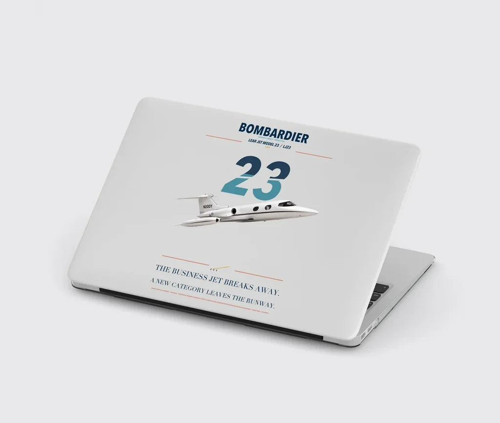 Bombardier Learjet 23 design on light gray MacBook case