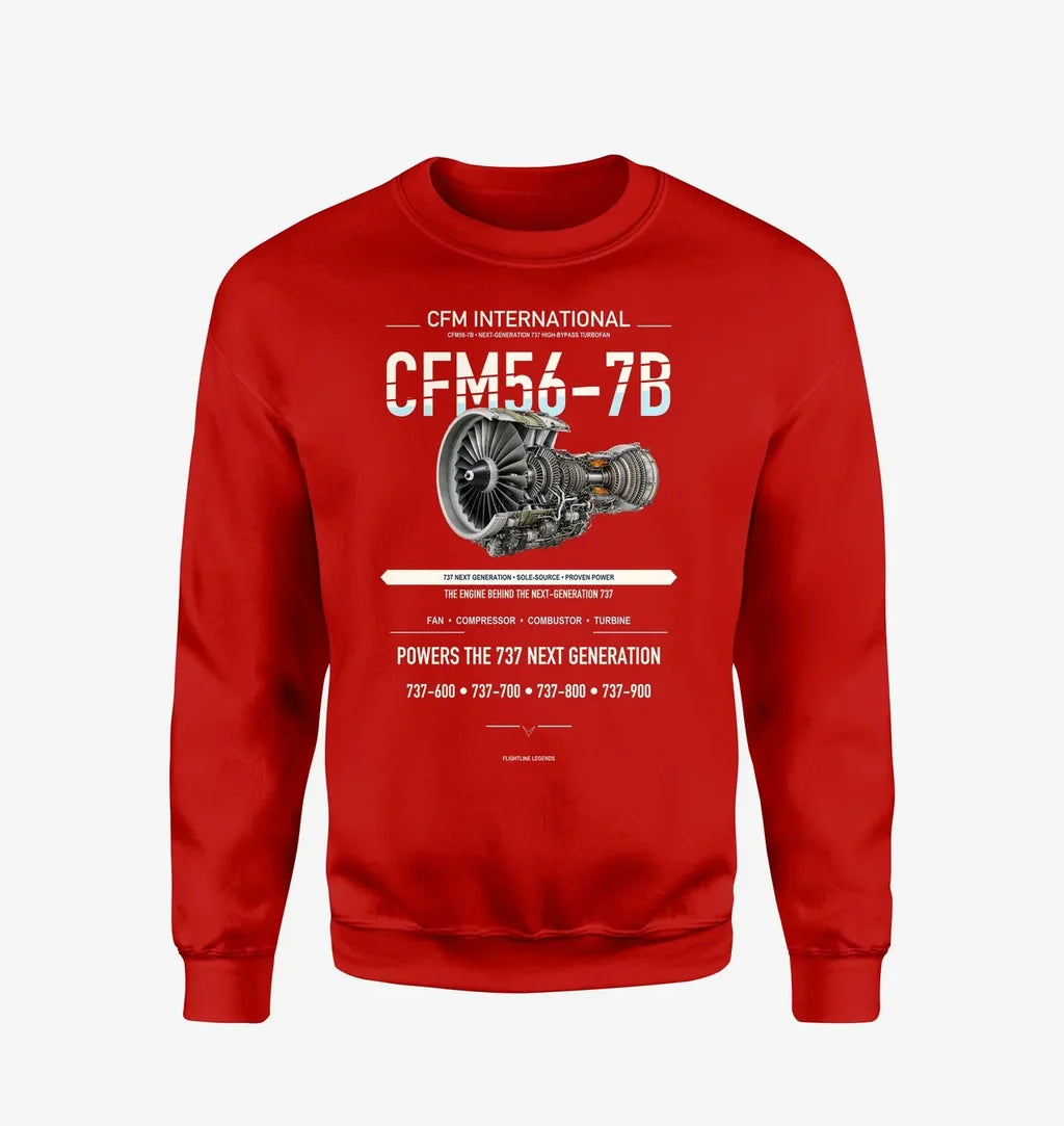 CFM56-7B design on red sweatshirt