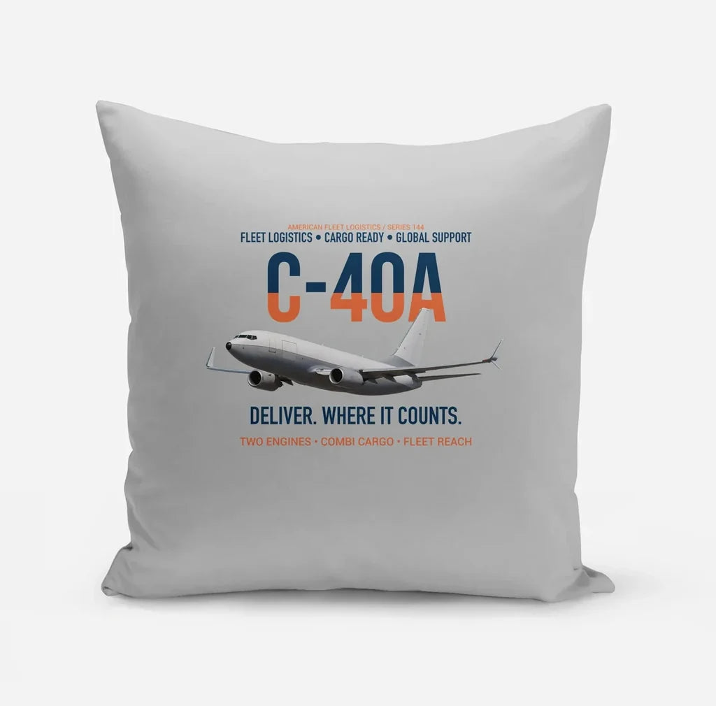 C-40A Clipper Fleet Logistics Ready design on light gray pillow