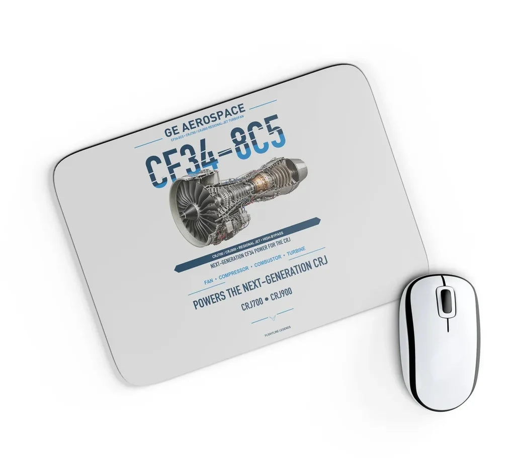 CF34-8C5 design on light gray rectangle mouse pad