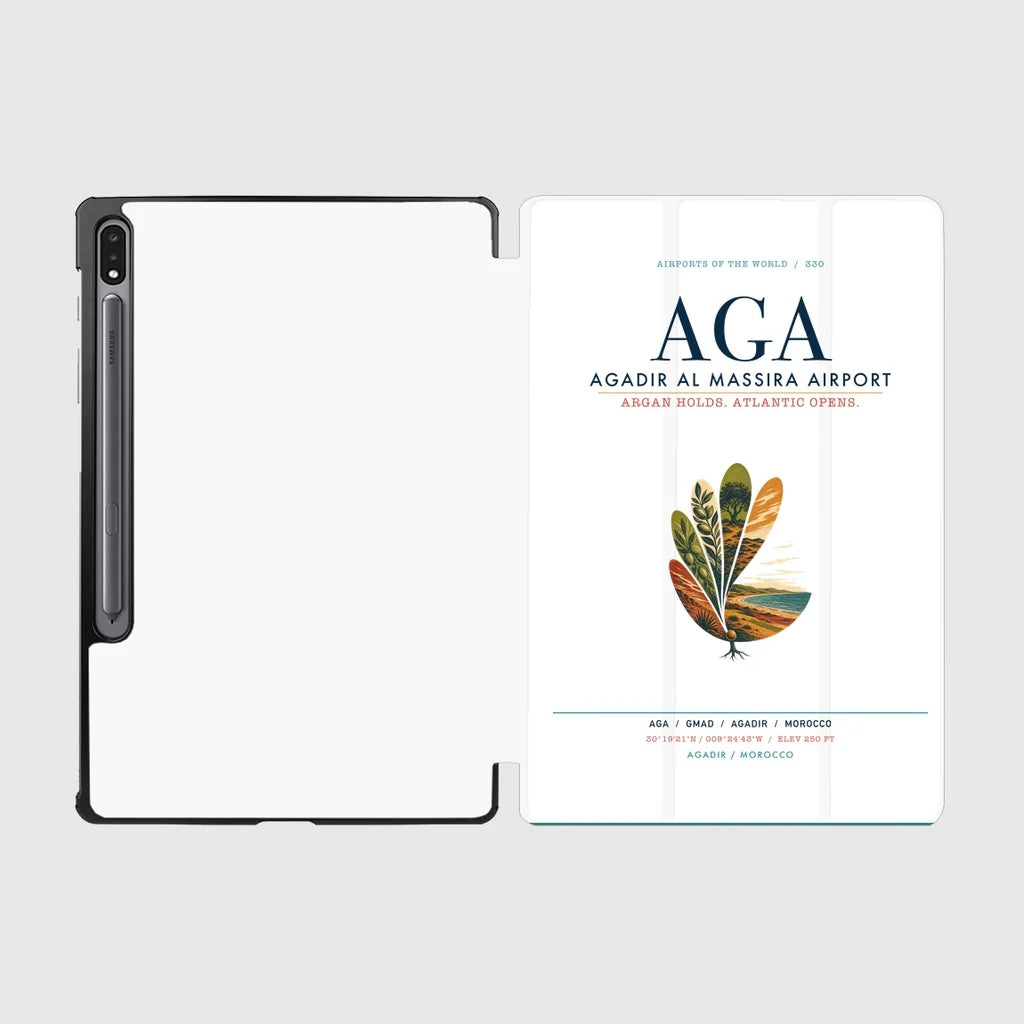 Agadir Al Massira Airport (AGA) design on white samsung tablet tablet case