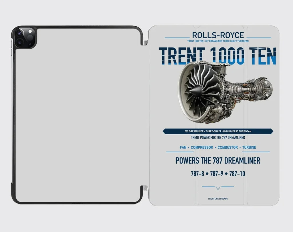 TRENT 1000 TEN design on light gray ipad tablet case