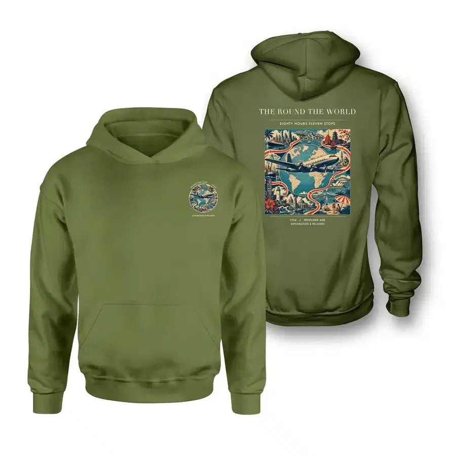 VINTAGE G4100 - The Round The World - Double-Side Hoodie design on greenarmy double side