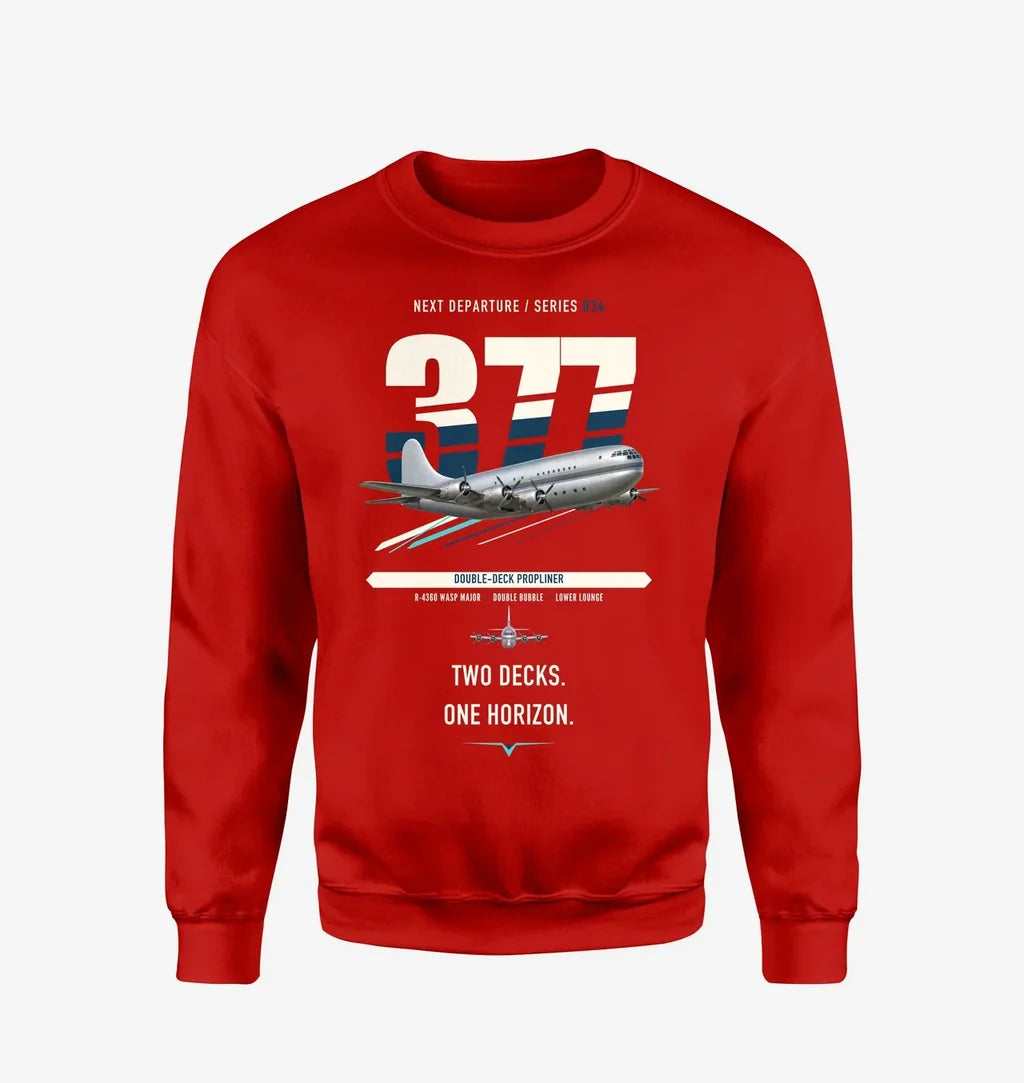 Boeing 377 Stratocruiser design on red sweatshirt