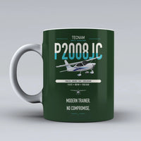 Thumbnail for Tecnam P2008JC NG design on dark green ceramic mug, double-side print