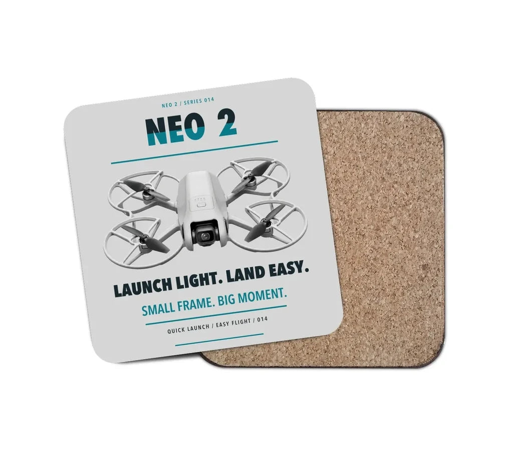 DJI Neo 2 design on light gray 1 piece coaster