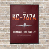 Thumbnail for Boeing KC-767A vertical canvas print - framed - dark red background